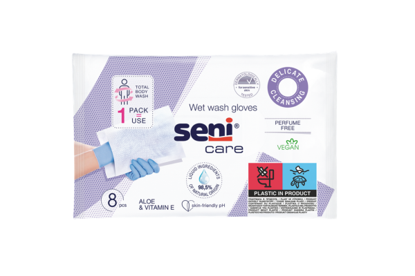 Seni Care ръкавици за измиване, 8 бр.